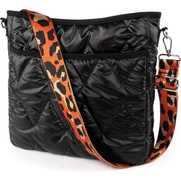 Quilted Cotton Puffer Crossbody Bag with Adjustable Strap for Women - Picture 8 of 8